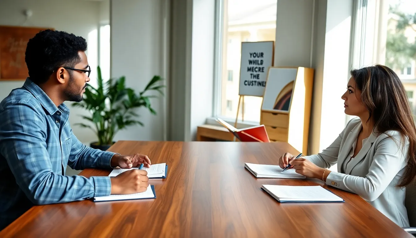 co-parenting coach facilitating discussion between separated parents.