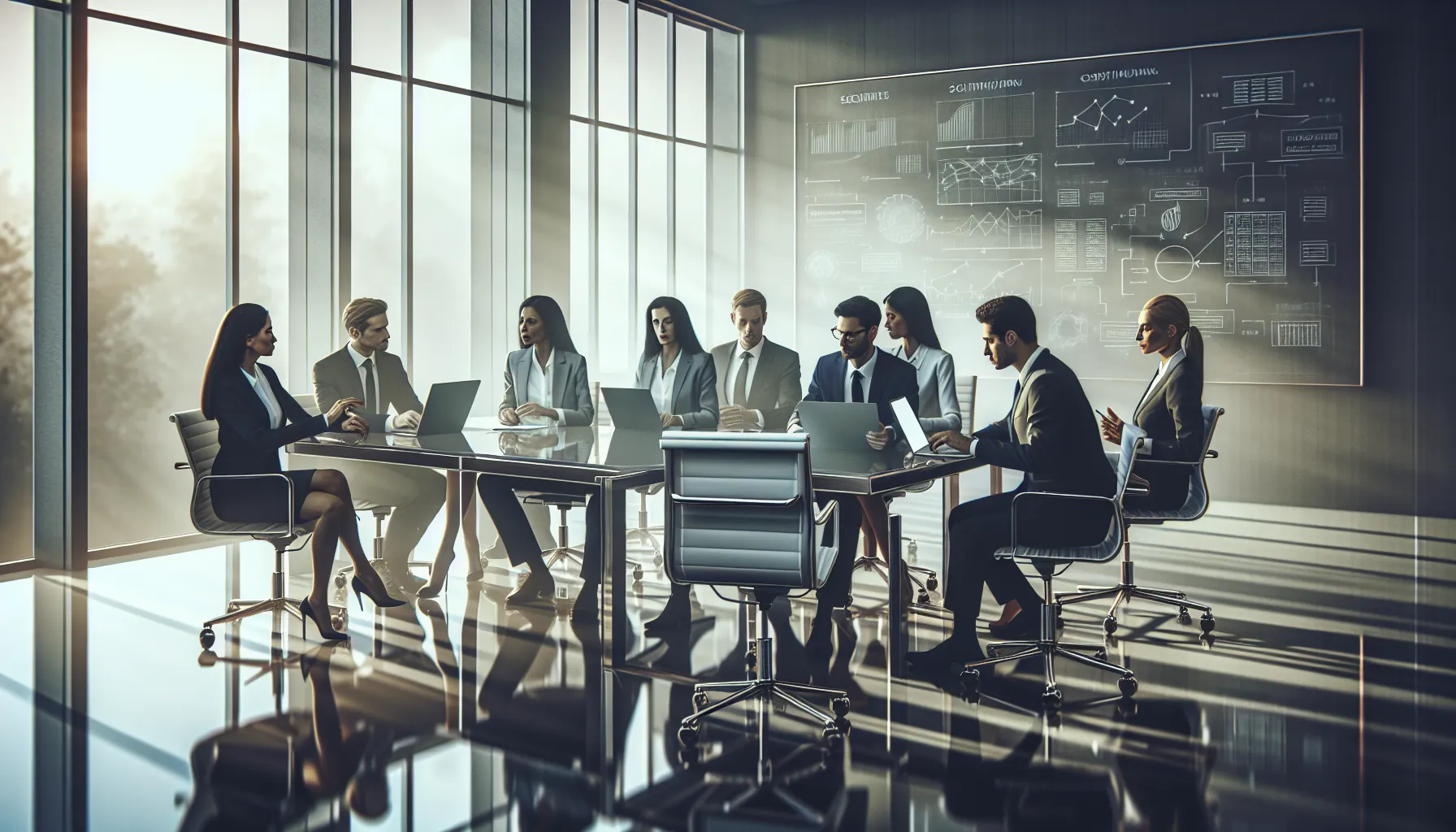 professionals collaborating in a modern office setting on data utilization.