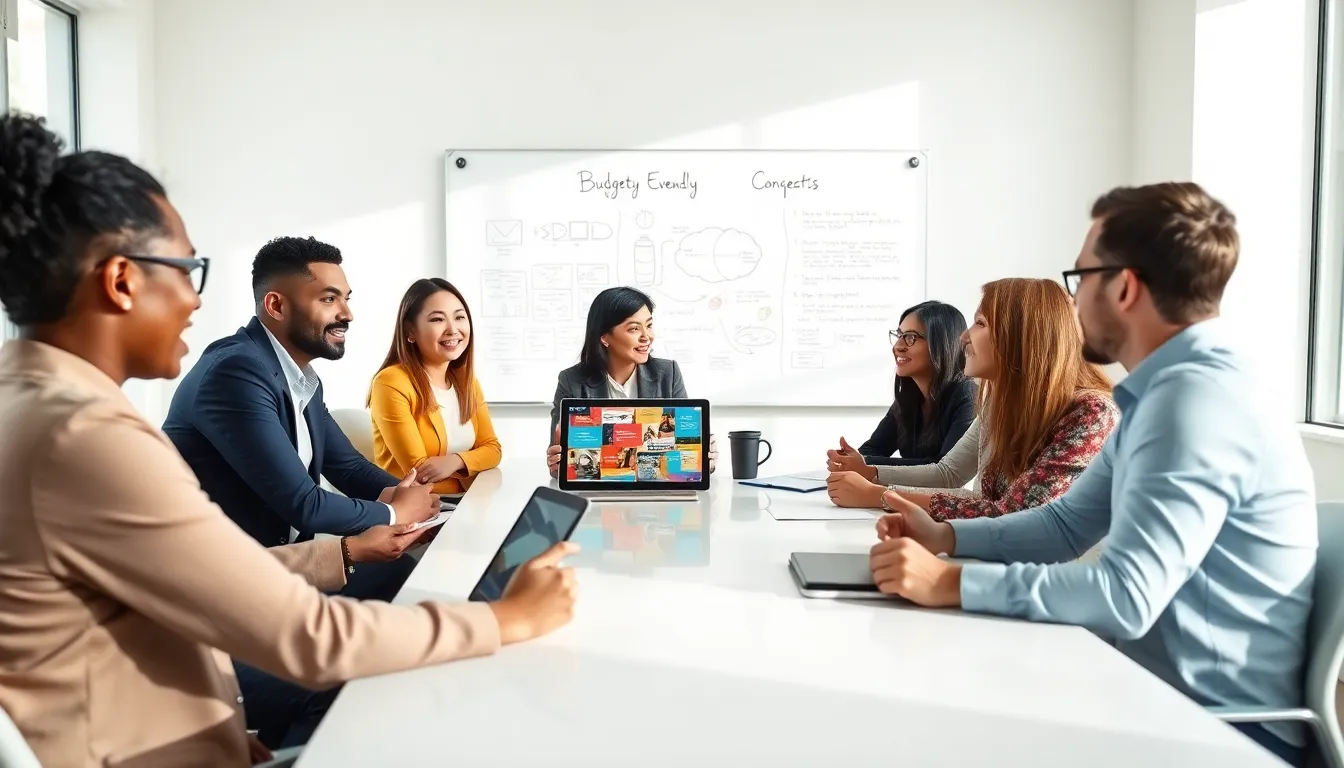 group brainstorming ideas for budget-friendly event planning.