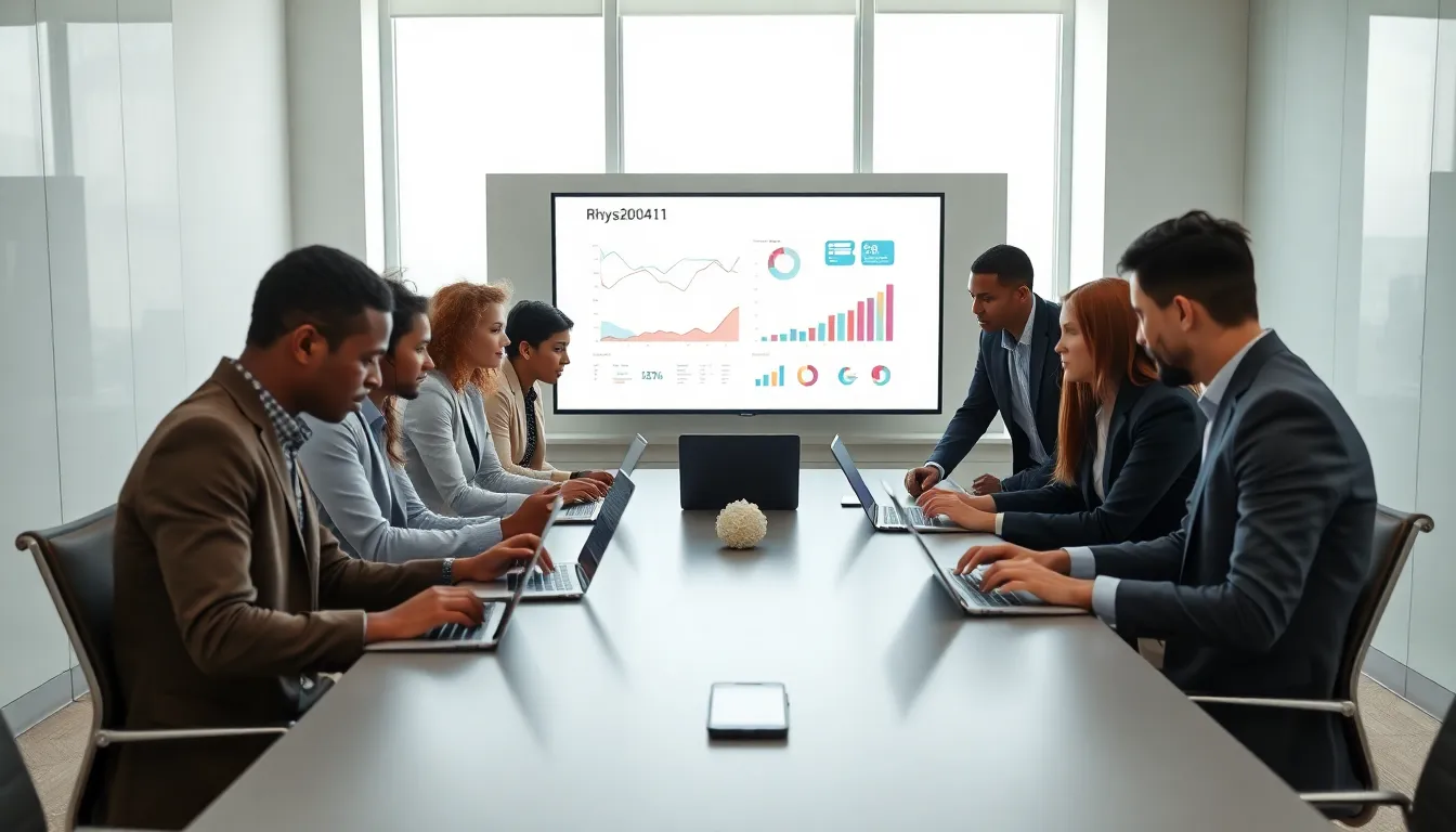 diverse professionals collaborating in a modern office setting.
