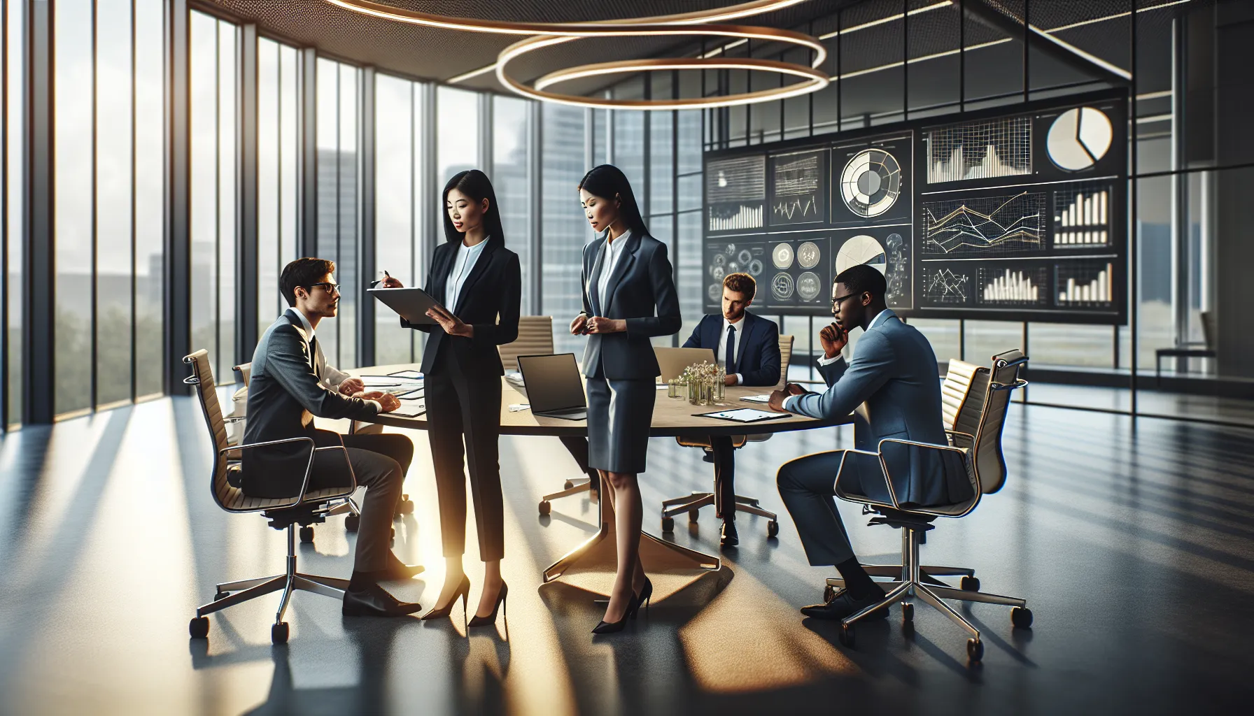 diverse team collaborating in a modern office setting.