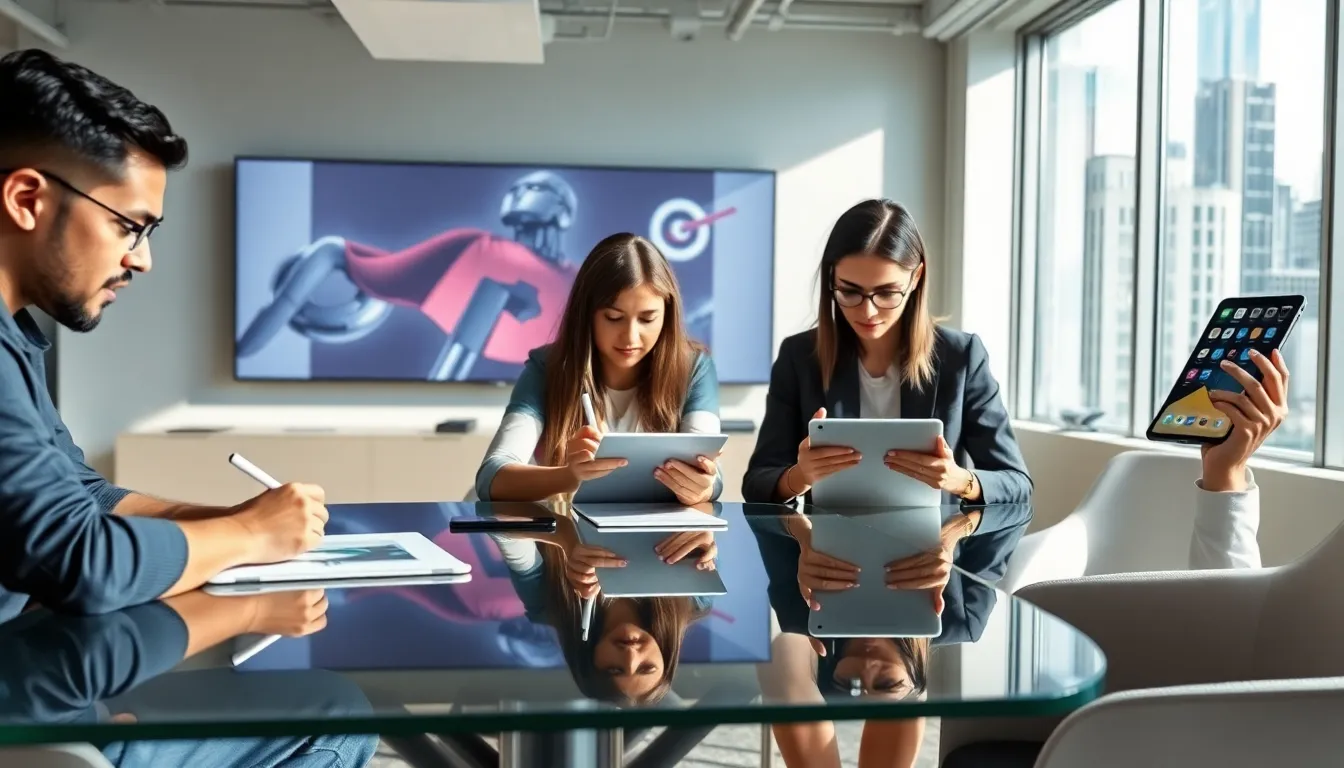 diverse professionals using Apple Pencils on multiple iPad models.