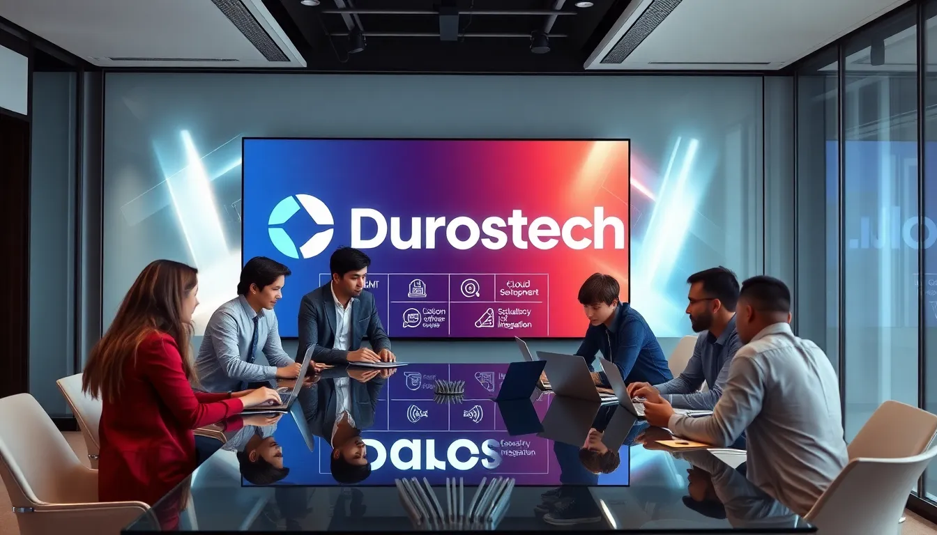 diverse team brainstorming in a modern tech workspace.