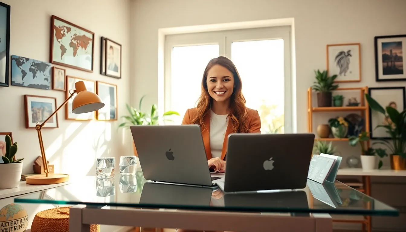 Bridgetreid89 working in a cozy, modern home office.