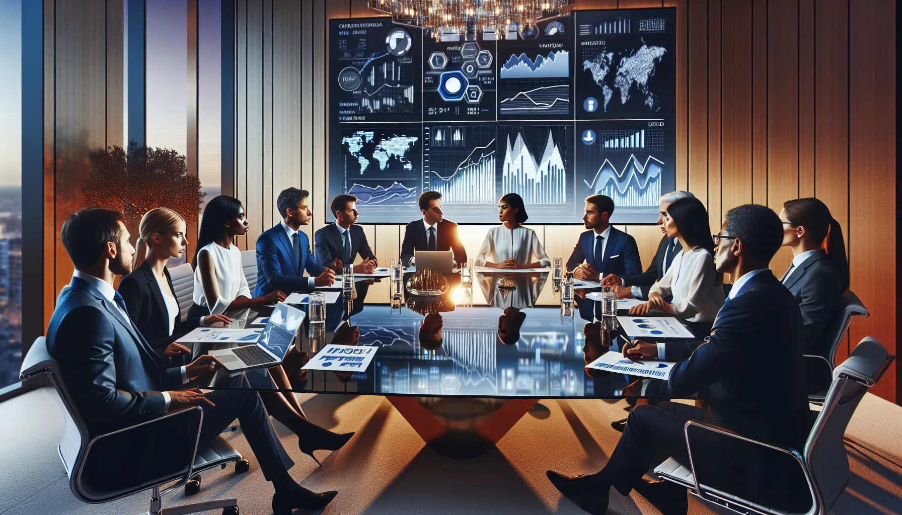 diverse investment team discussing capital strategies in a modern conference room.