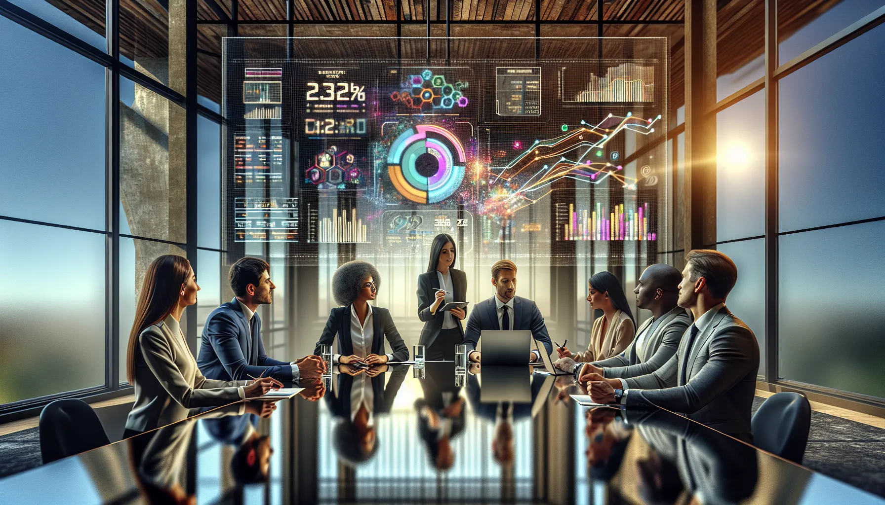 professionals discussing ticket sales gamification in a modern office.