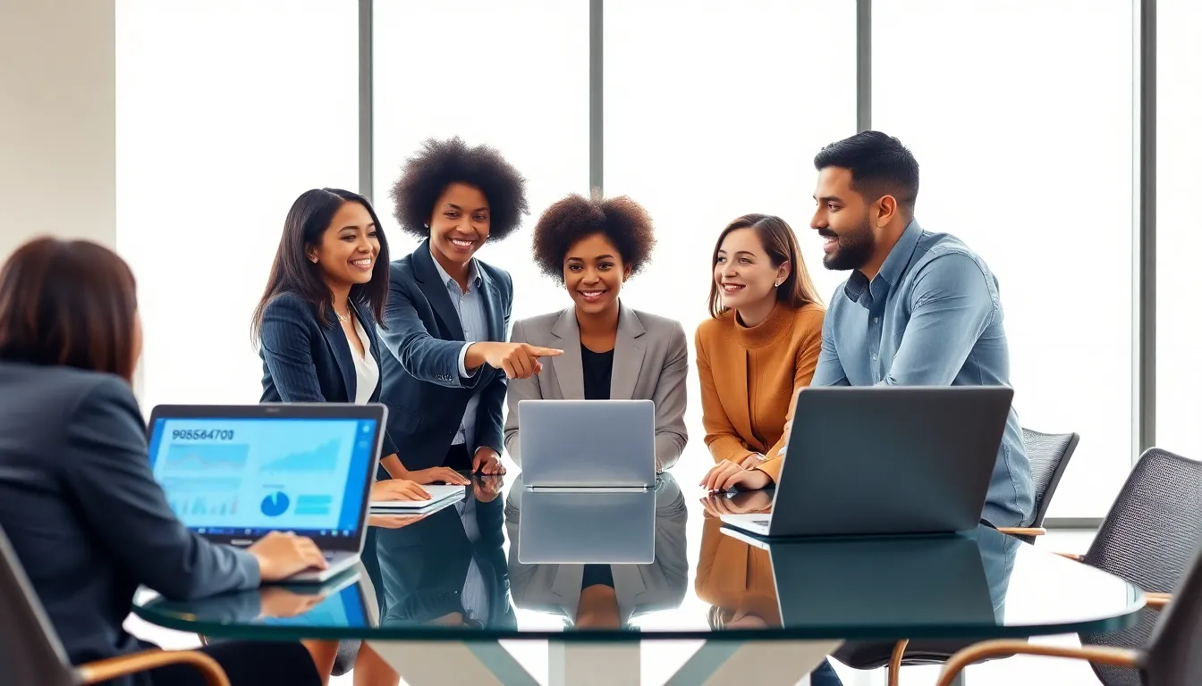 diverse team discussing the significance of a unique identifier in an office.