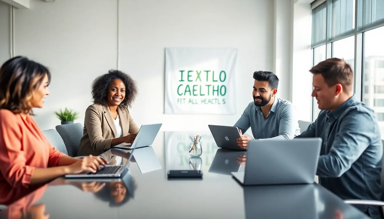 diverse team discussing health strategies in a modern office.