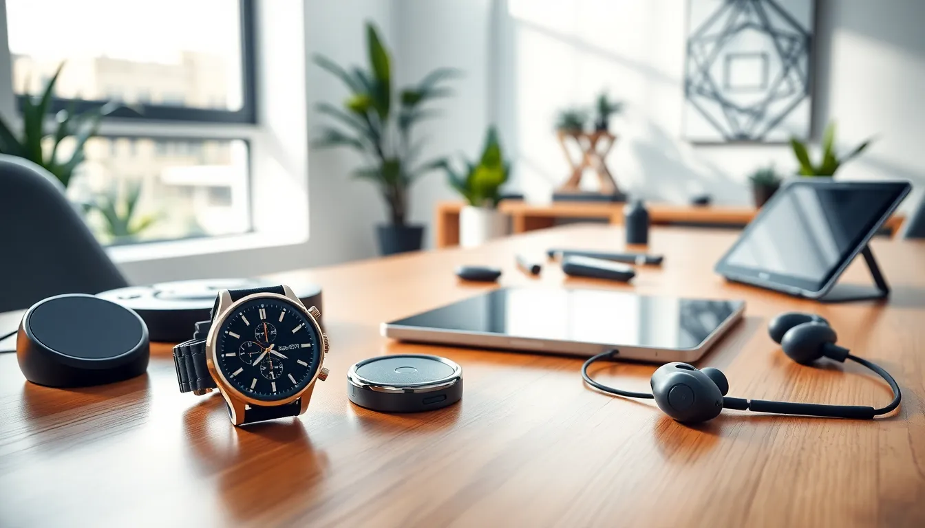 a variety of modern gadgets on a stylish desk.
