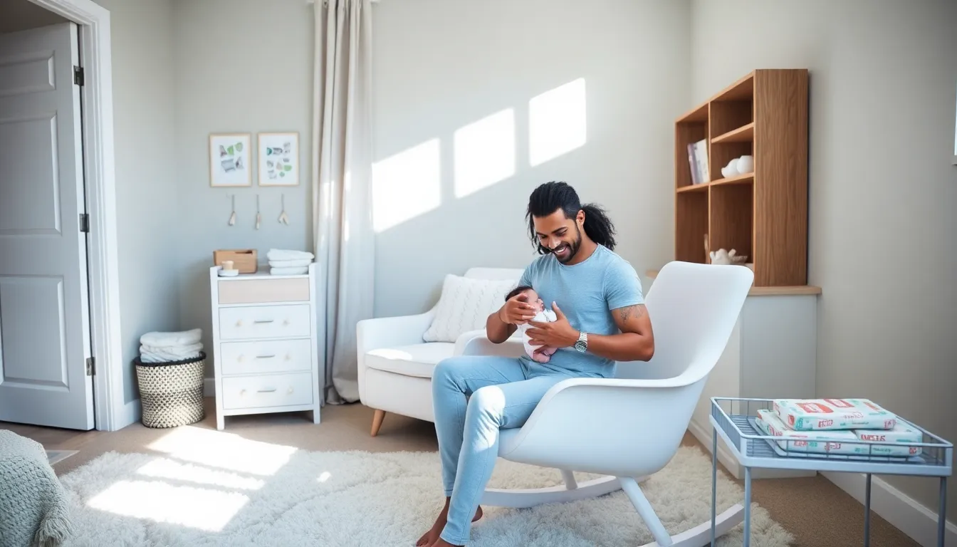 parents feeding their newborn in a cozy nursery.