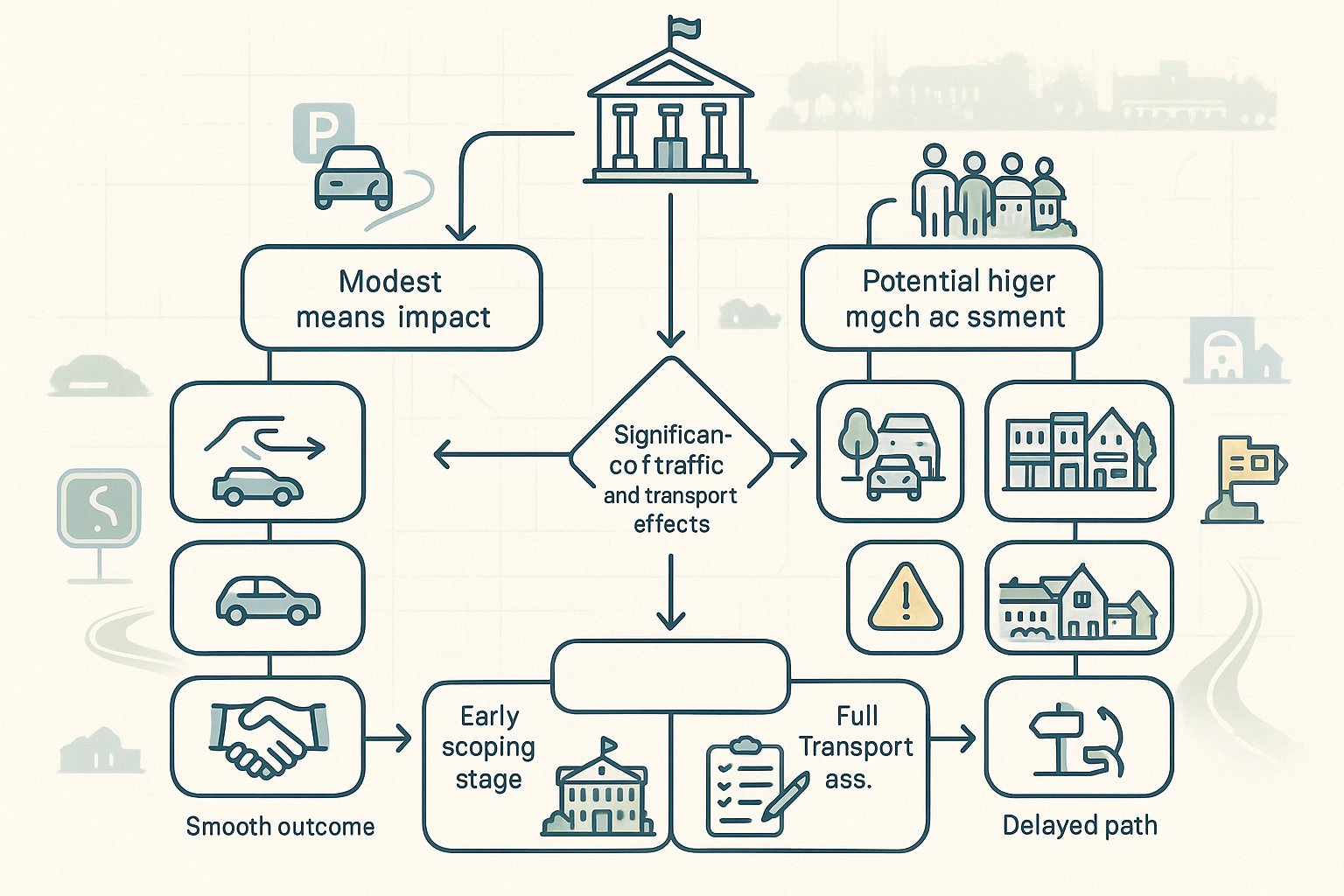 Decision infographic showing when a function venue needs a transport statement or assessment.