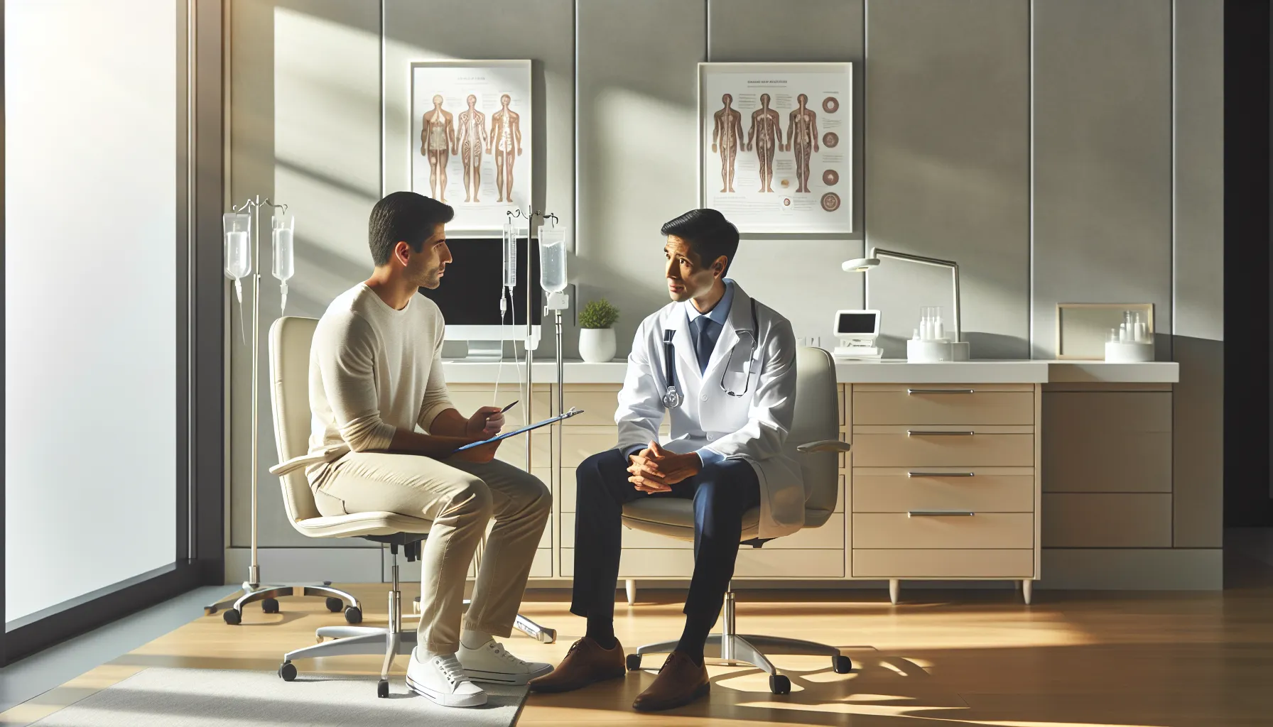 A doctor consulting with a patient in a medical office.