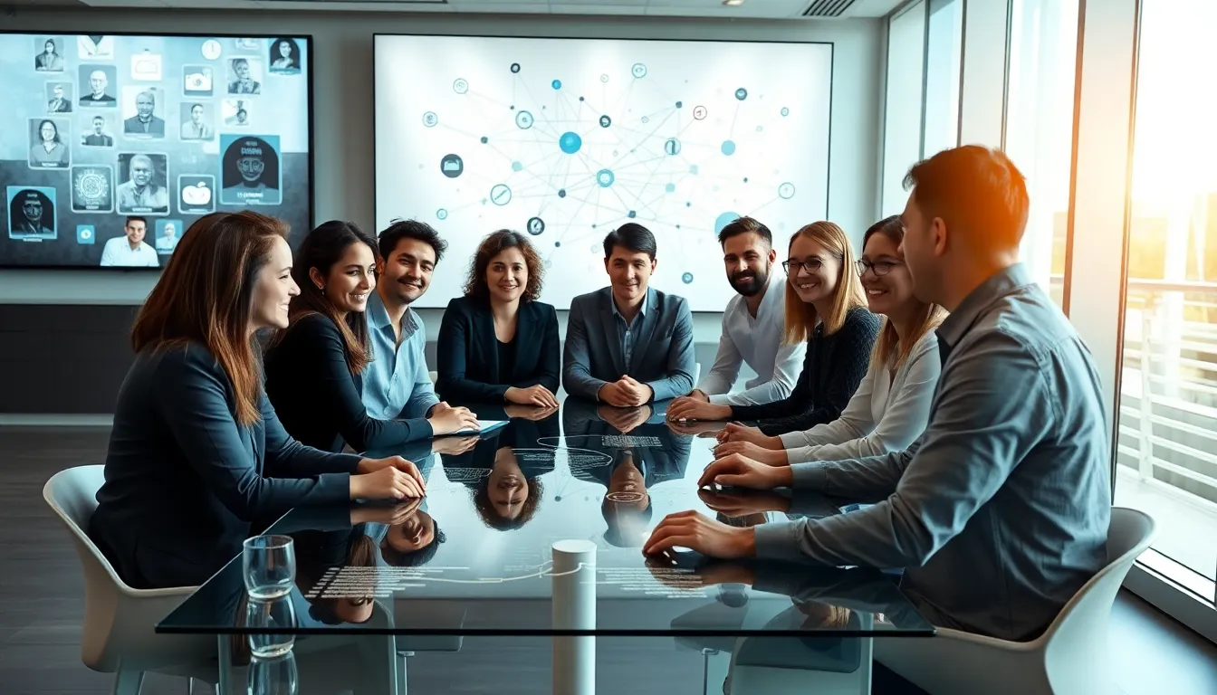 diverse professionals collaborating in a modern workspace.