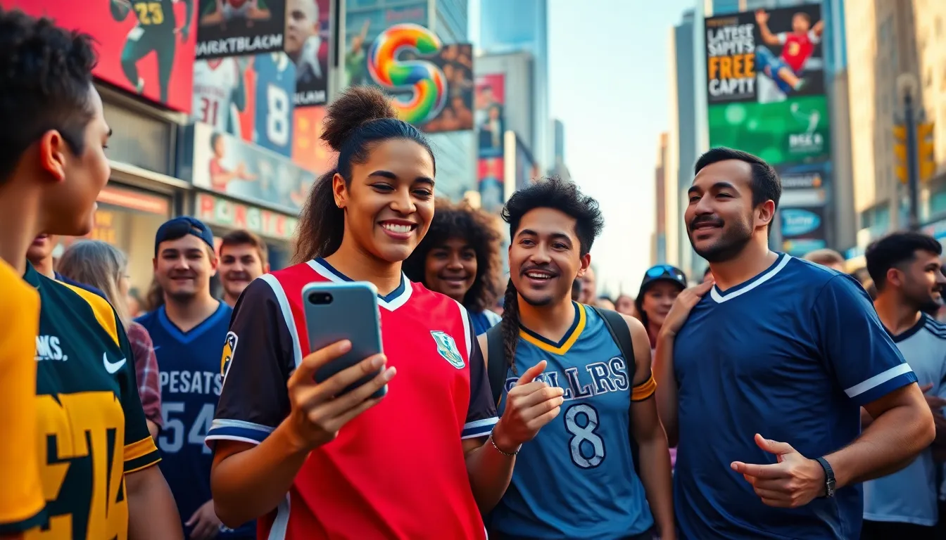 a diverse group of sports fans gathered around a screen sharing excitement.