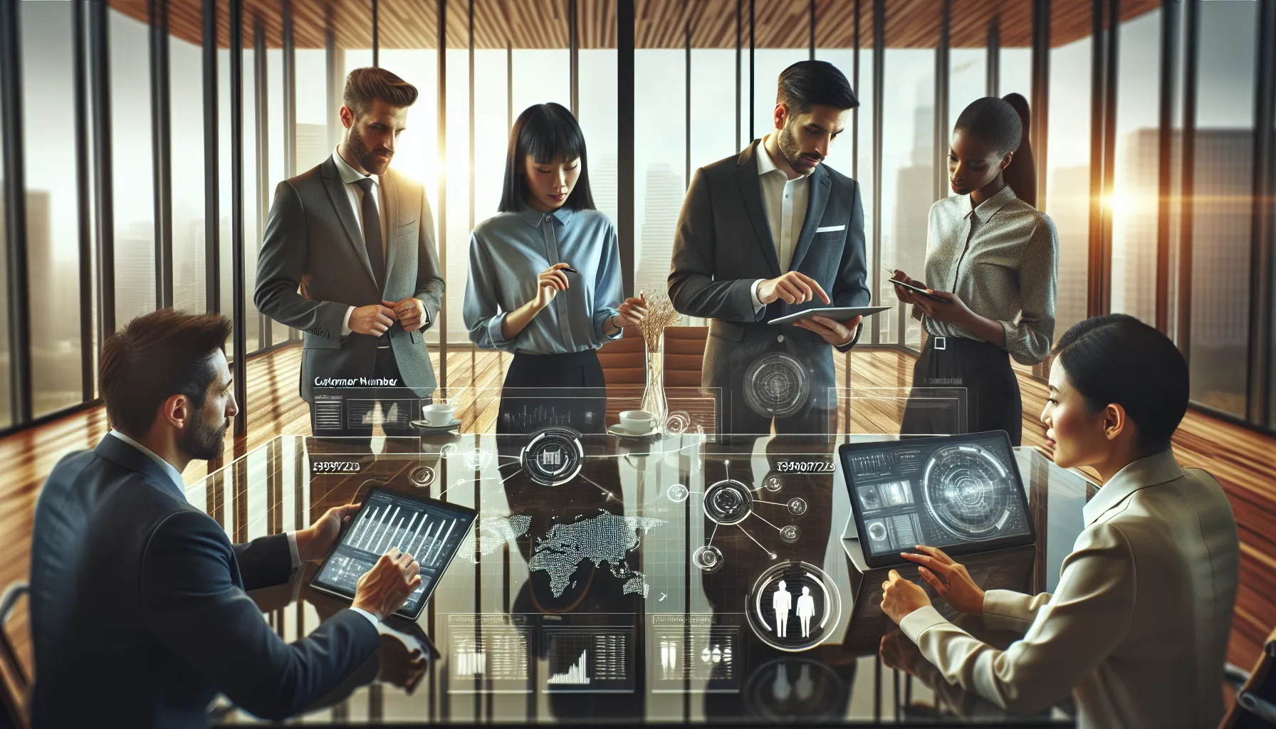 diverse team discussing data analytics in a modern office.