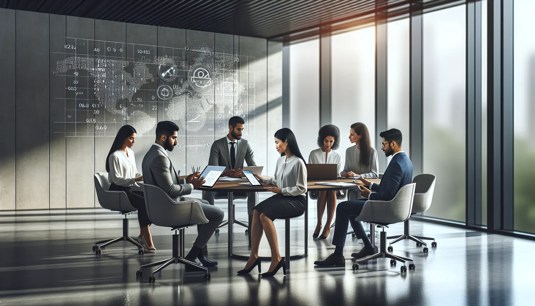 diverse professionals collaborating in a modern office on technology applications.