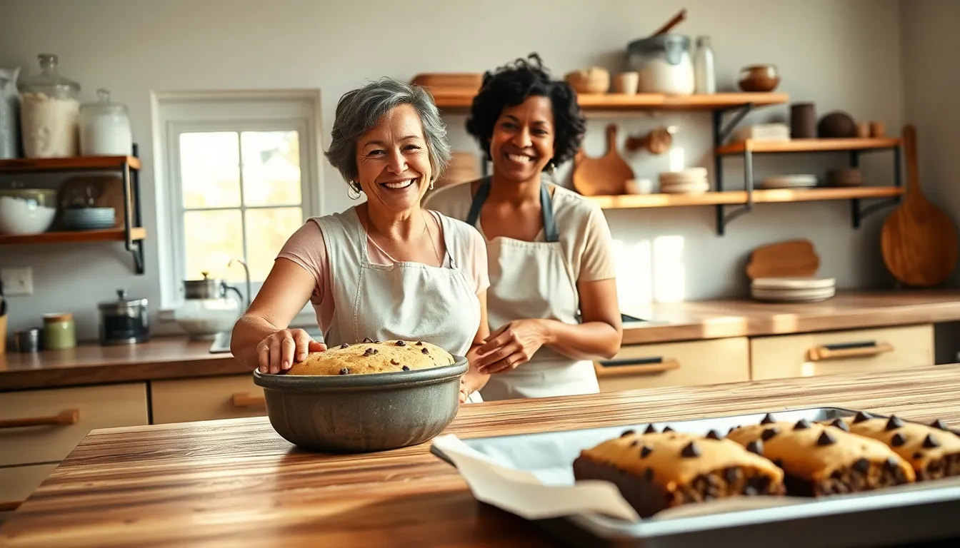 baker making Cookiesforlove Bread in a cozy kitchen.