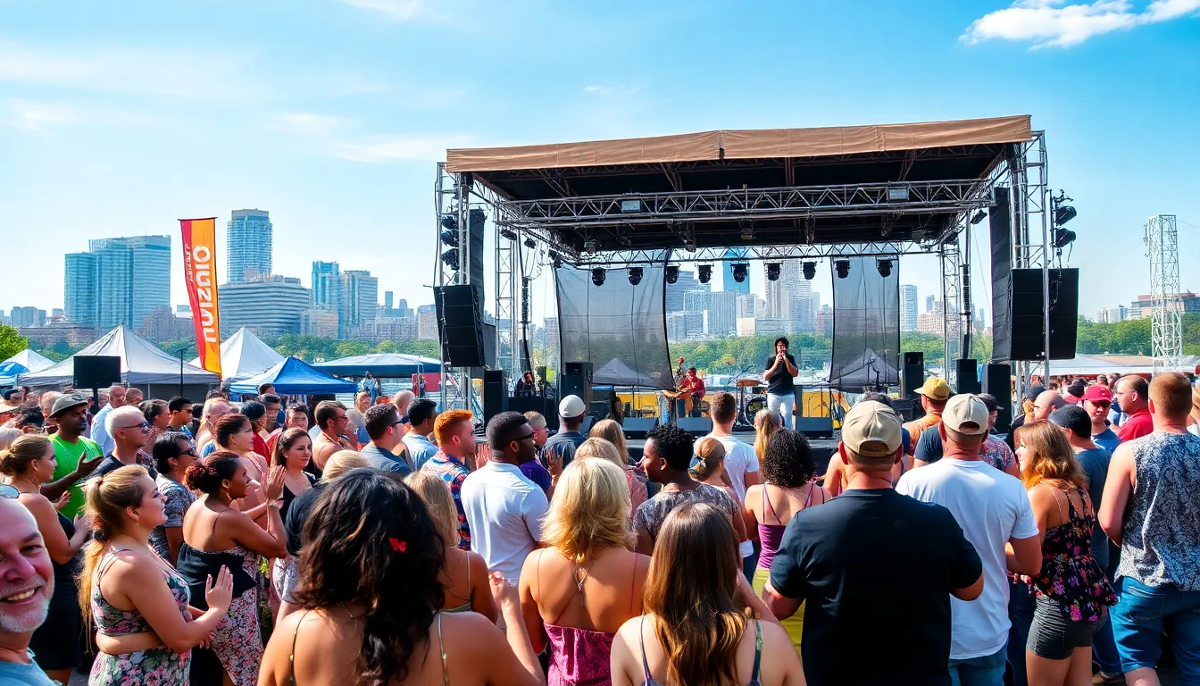 diverse crowd enjoying live music at the Cincinnati Music Fest.