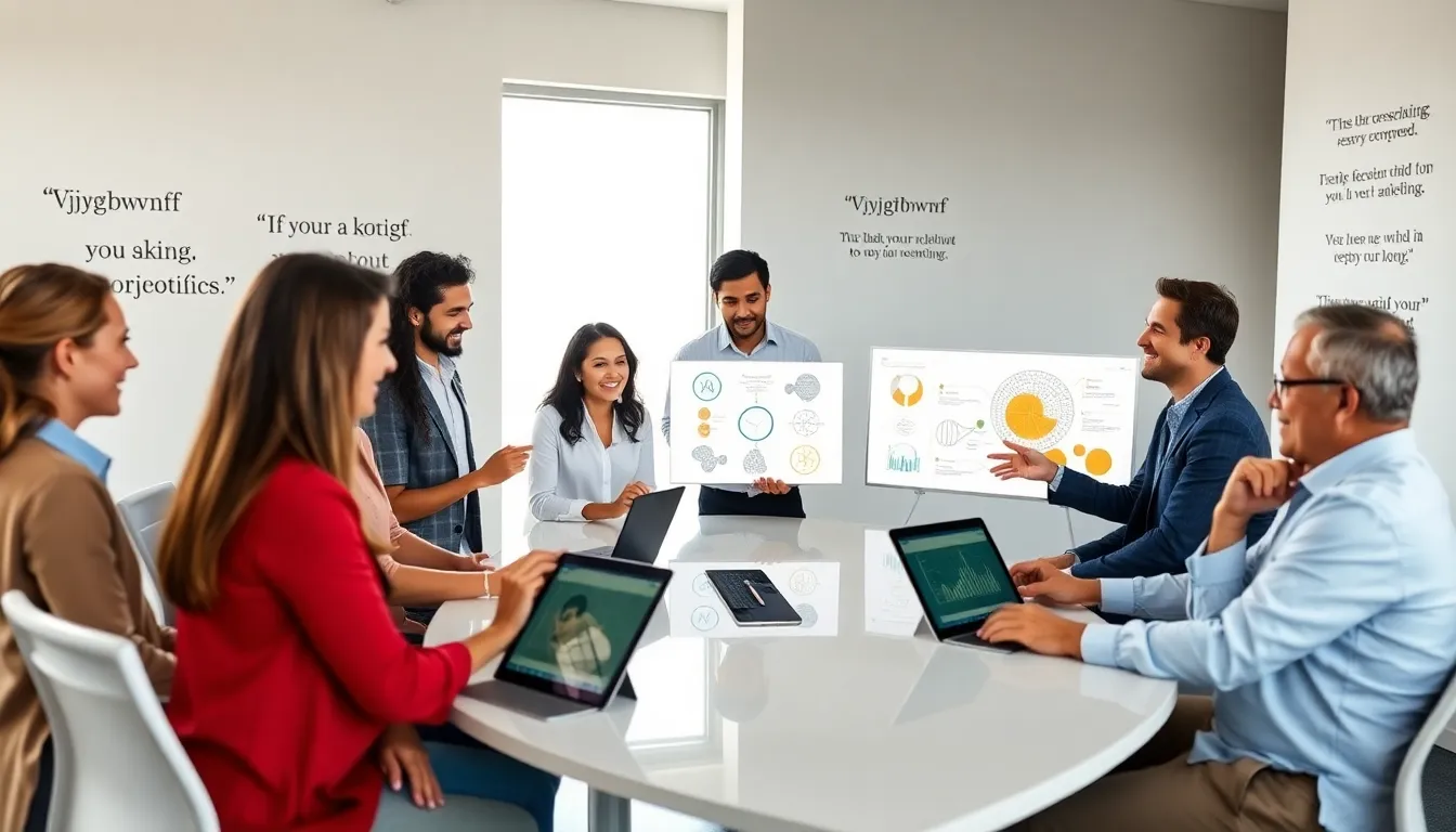 diverse team discussing concepts in a modern office.