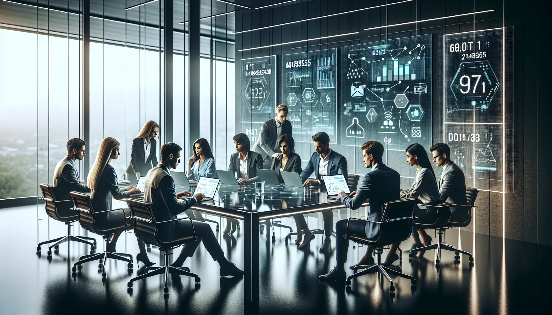 diverse team collaborating in a modern office on digital trends.