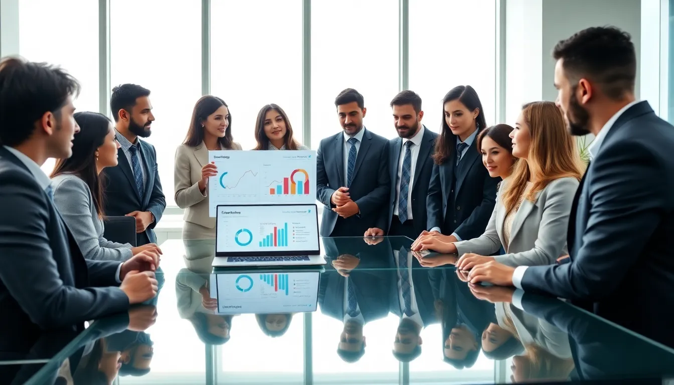 diverse team discussing the significance of a number in a modern office.