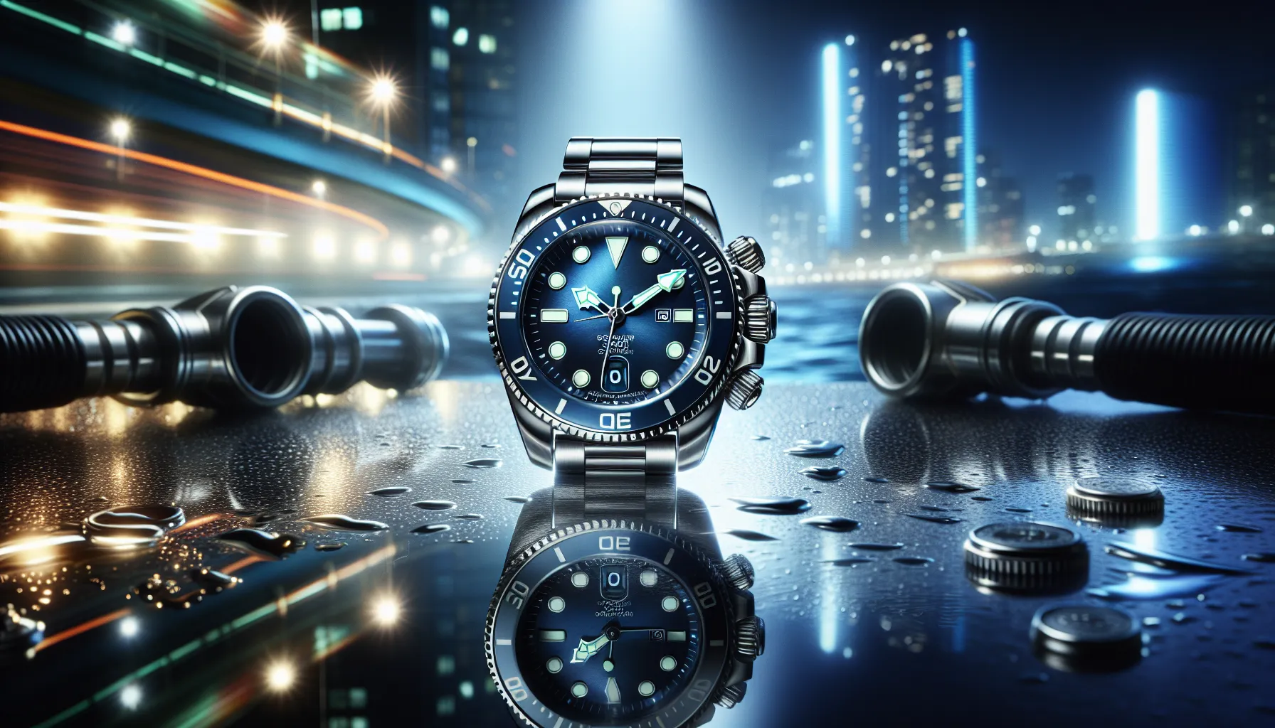 Seamaster26dk watch showcased in a modern, urban setting.