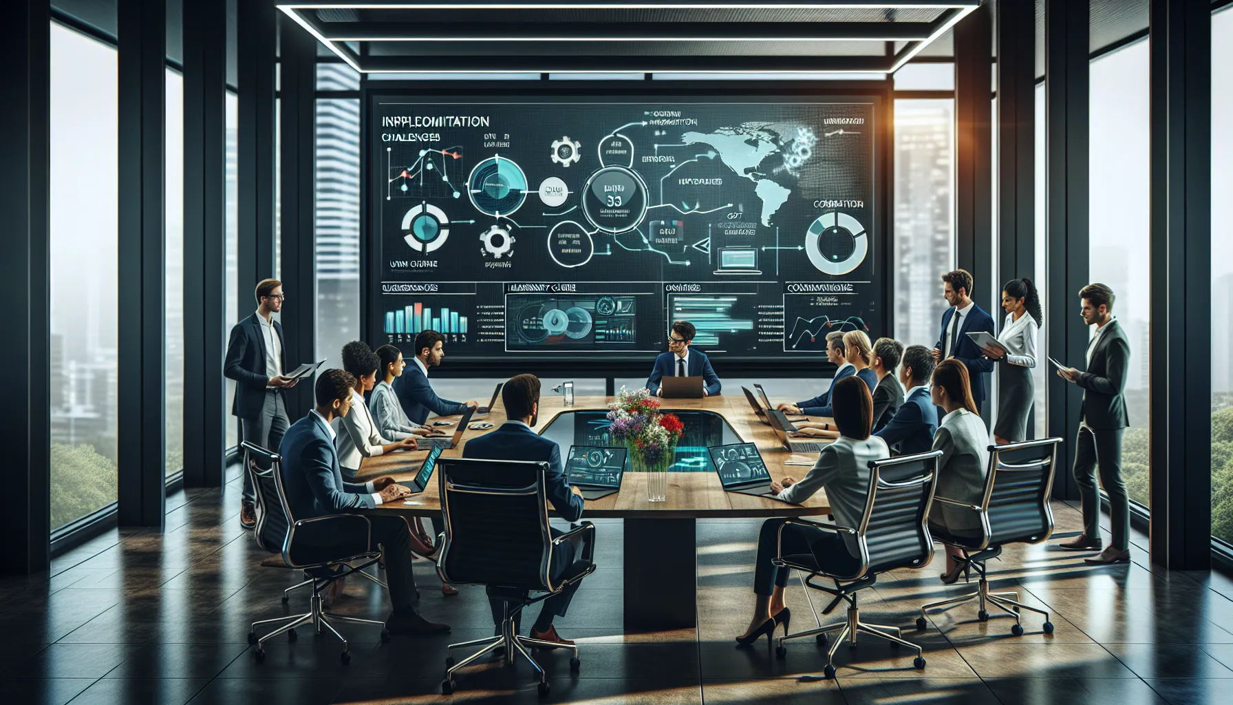 diverse team discussing challenges of Njgcrby in a modern office.