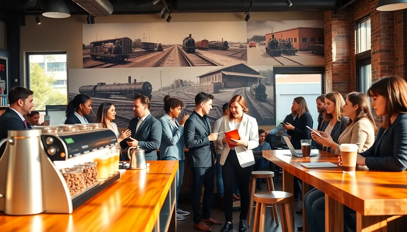 diverse group enjoying coffee in a Chattanooga café.