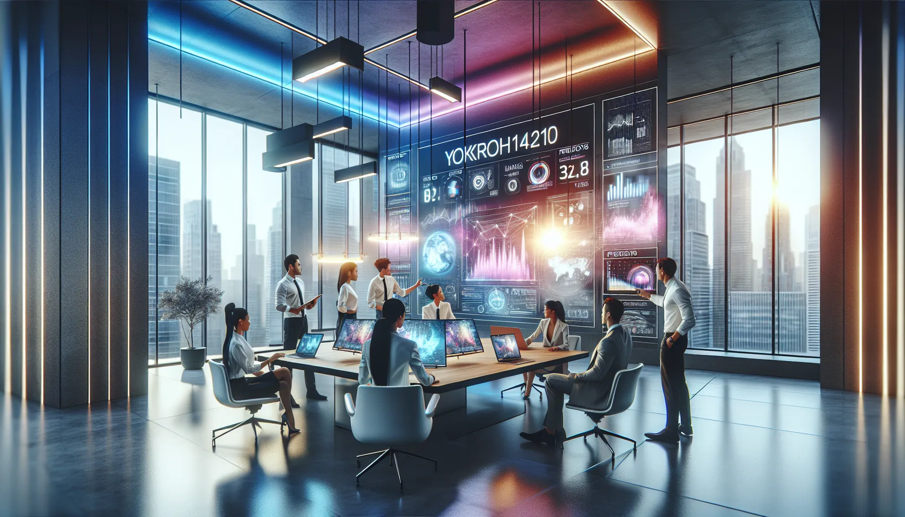 diverse team collaborating in a modern tech workspace.