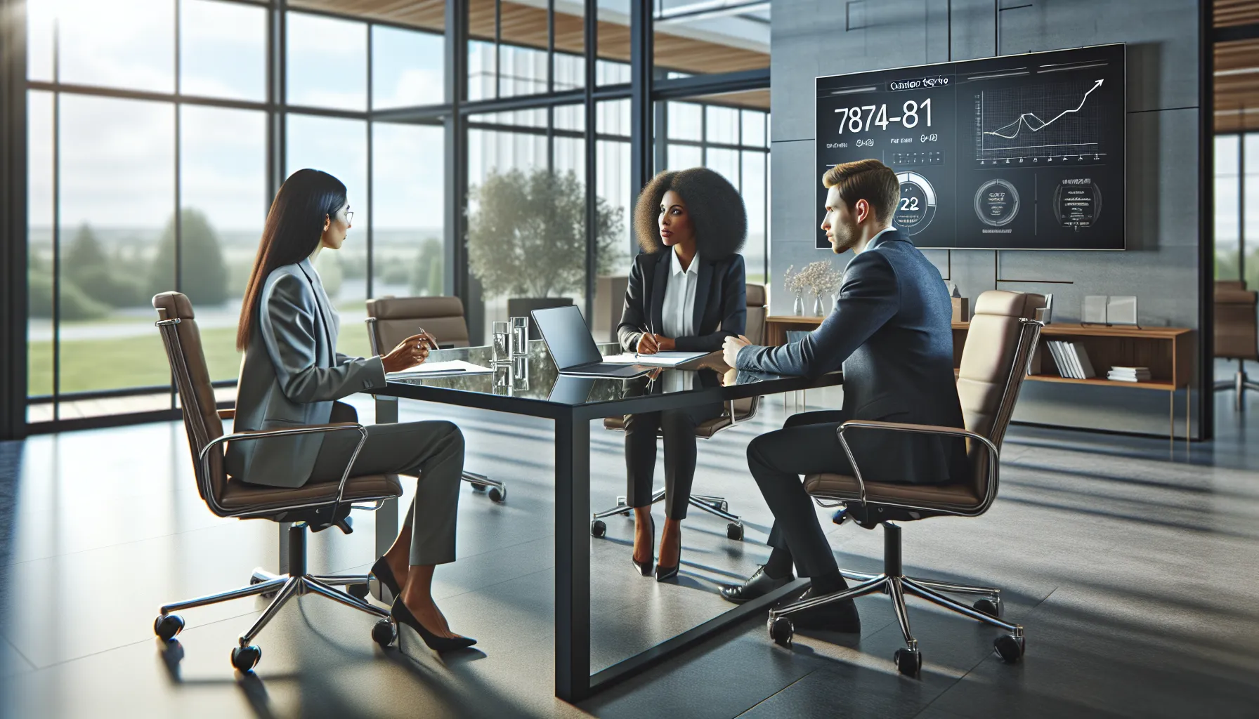 diverse professionals discussing customer service in a modern office.
