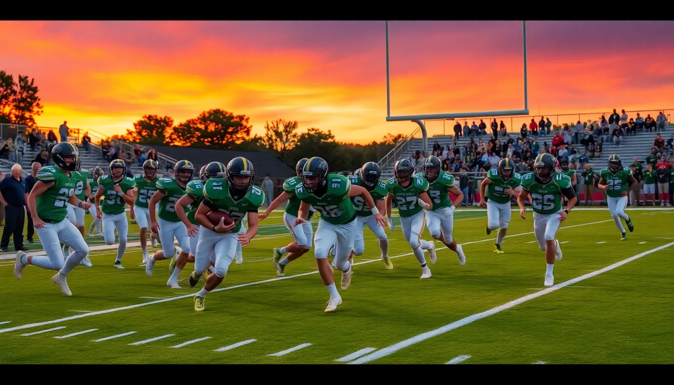 Greene County High School football game with diverse players in action.