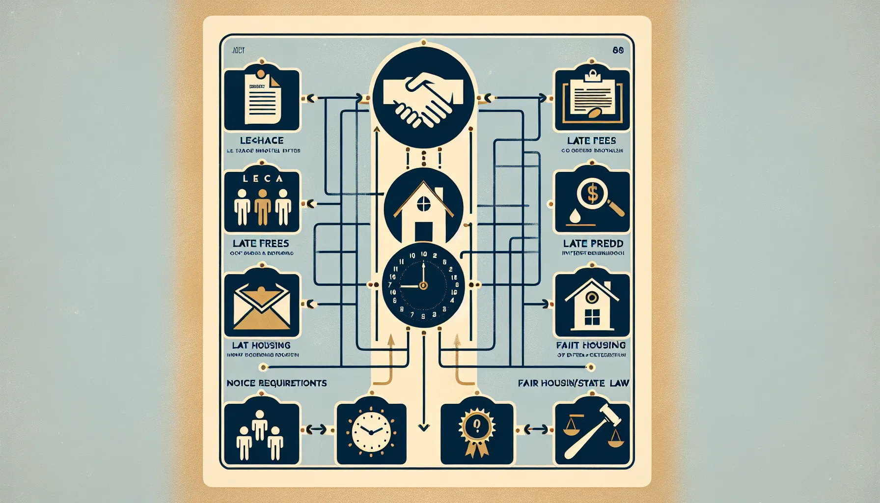 Visual guide to Orinda rent collection legal requirements in California.