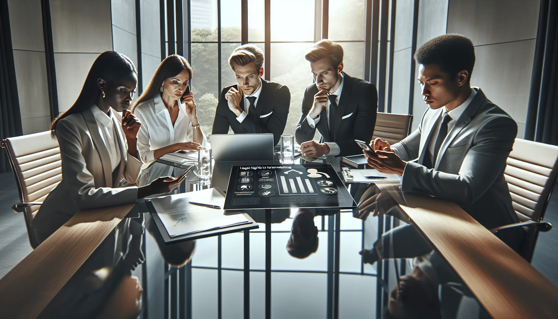 diverse team discussing legal rights related to telemarketing in an office.