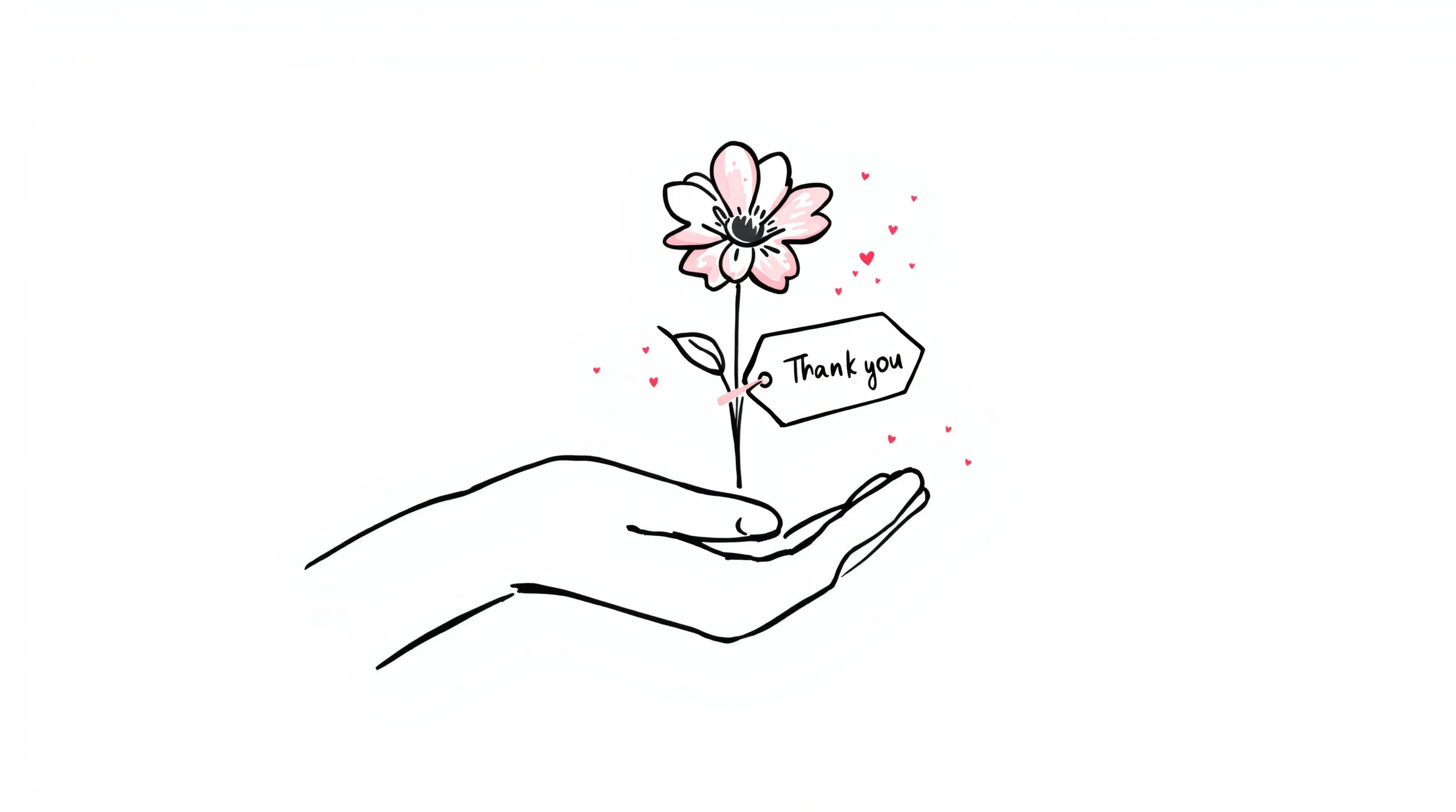 a hand offering a flower with a heart-shaped note for a teacher