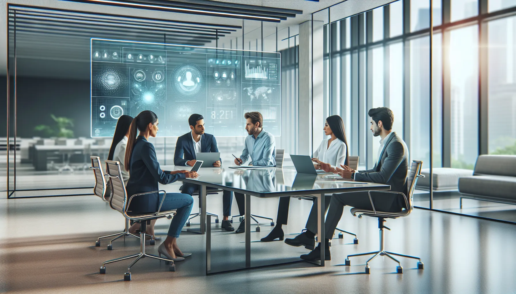 diverse team collaborating in a modern office setting.