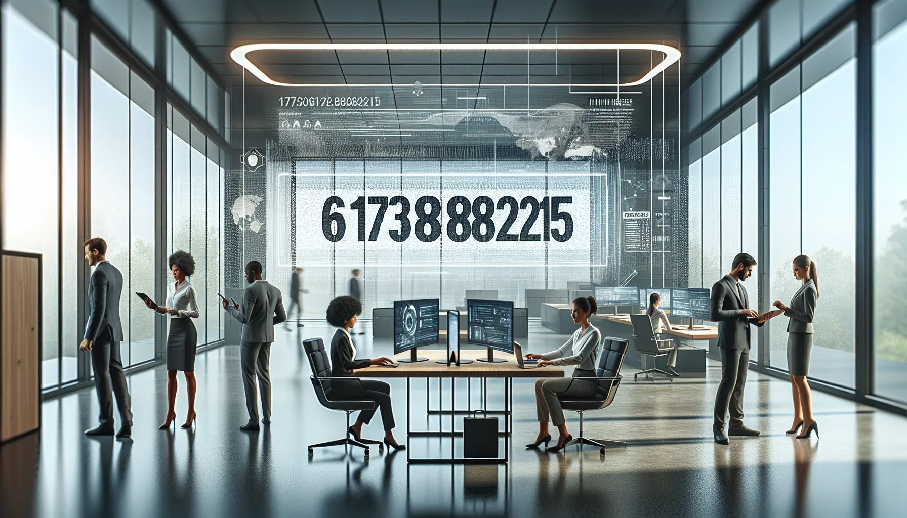 diverse professionals in a modern workspace discussing technology and data management.