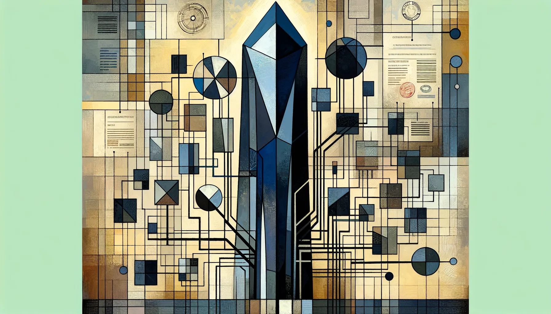 Layered geometric shapes suggesting defined role, documents, and legal ambiguity. - Physician Assistant Contract Termination Laws Explained