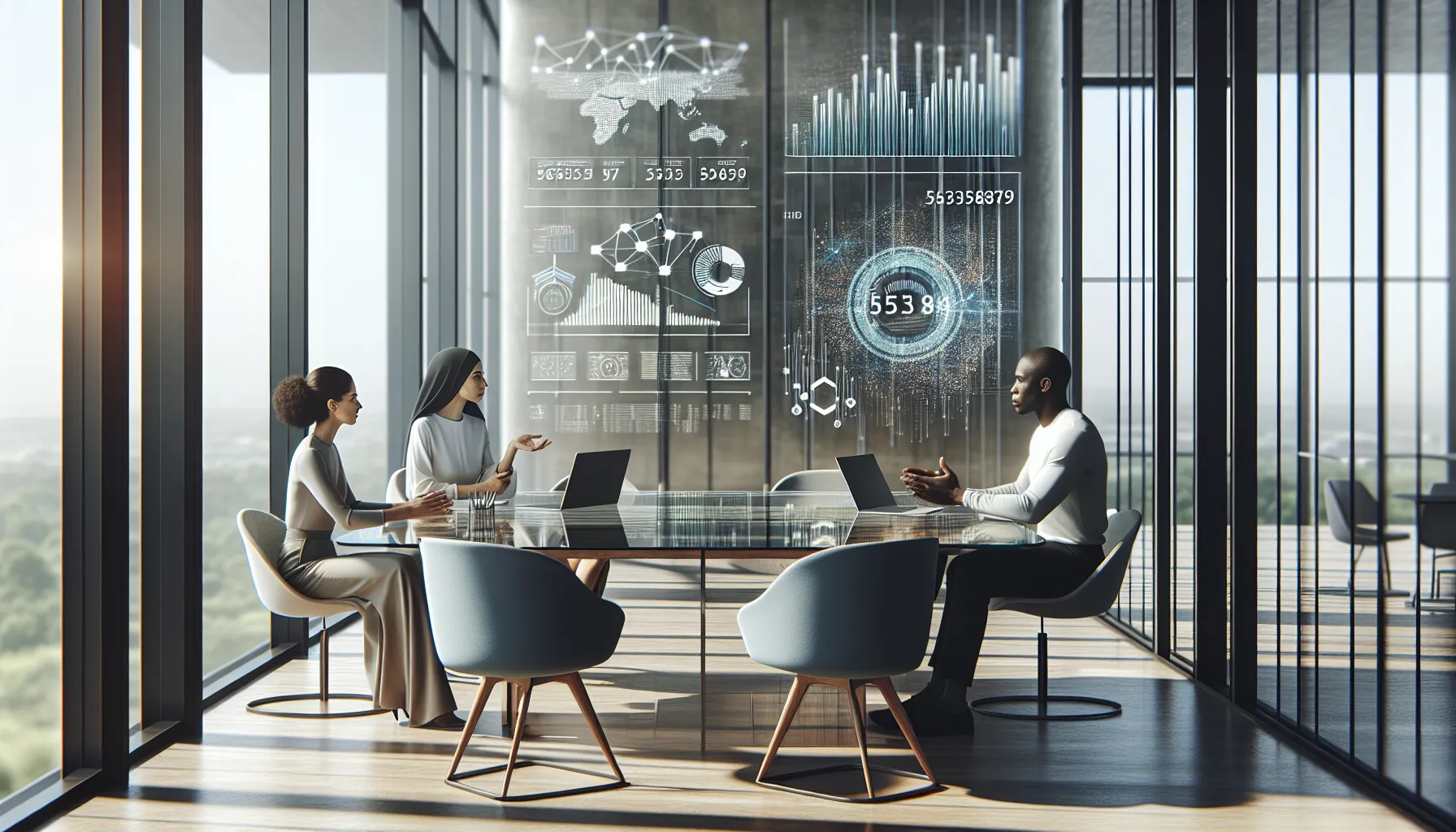 diverse professionals collaborating in a modern office setting.