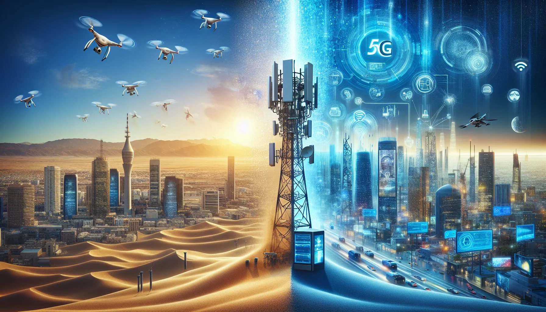 A comparison of 4G LTE and 5G technology in an urban setting.
