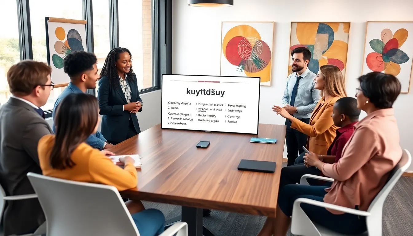 diverse professionals discussing cultural significance in a modern office.