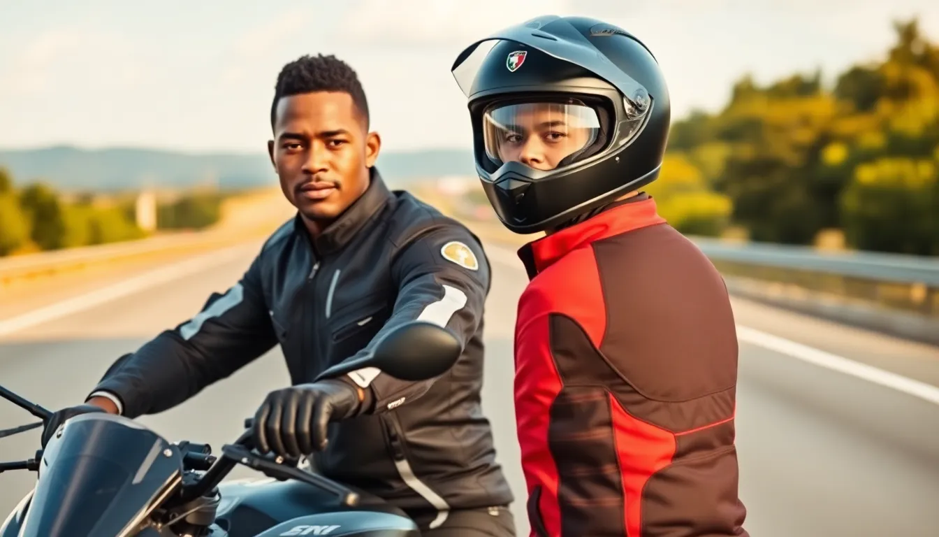 motorcyclist showcasing FelipeWillis gear on an open highway.