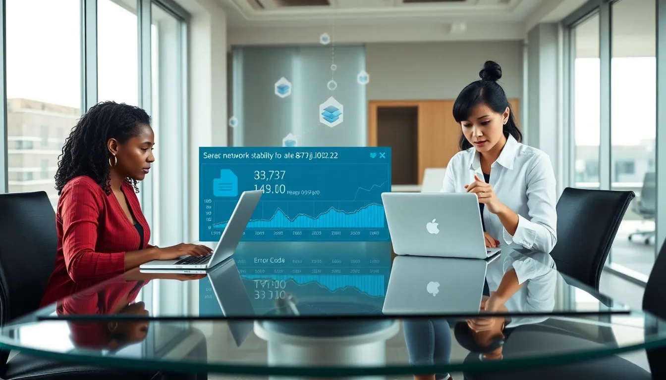 diverse team troubleshooting Dropbox error code in a modern office.