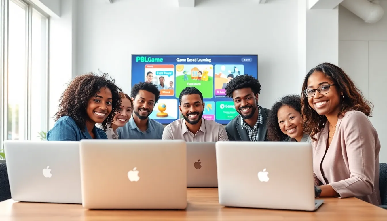 diverse professionals engaged in a virtual game-based event.