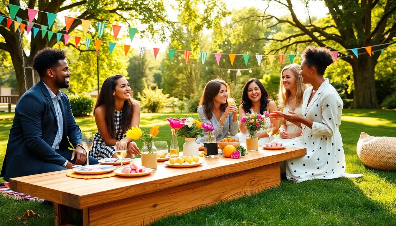 group of friends enjoying a thrifty outdoor event.