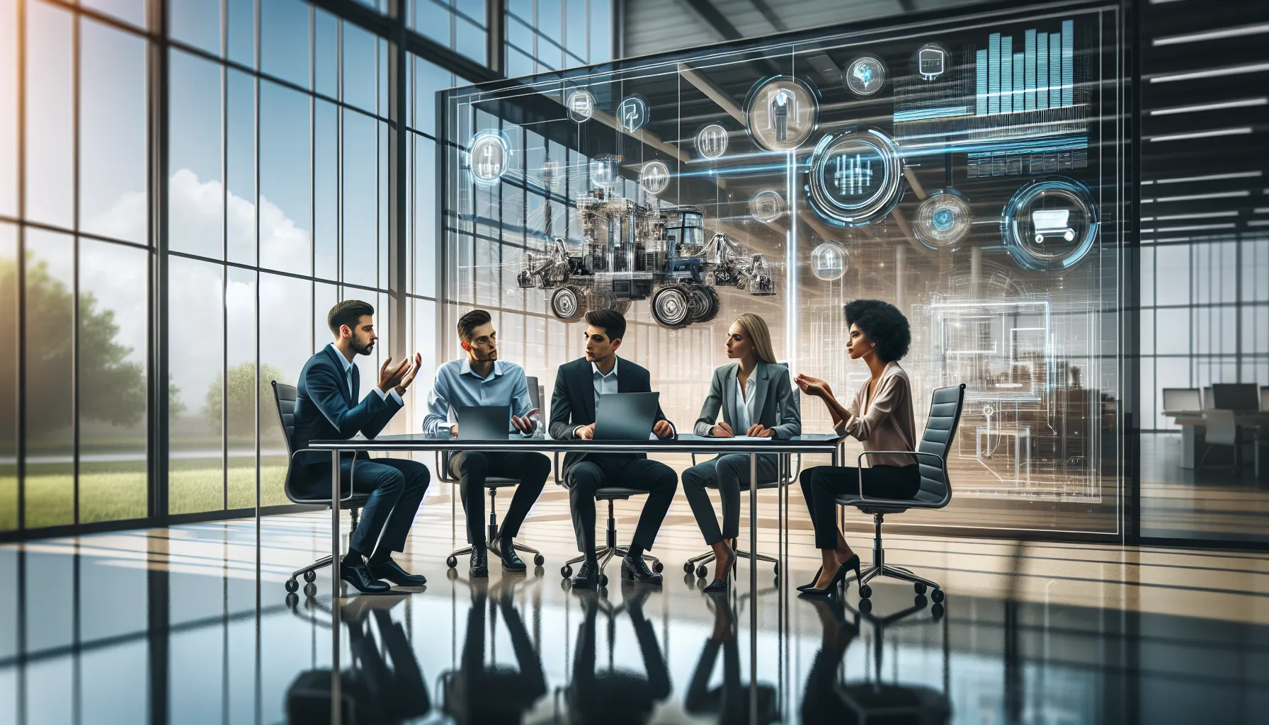 diverse professionals discussing applications of Erl0001900 in a modern office.