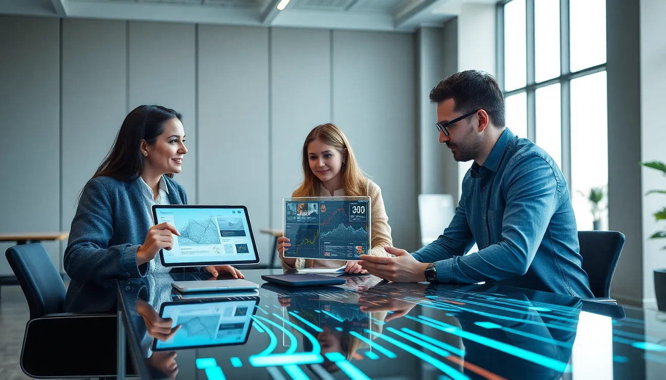 professionals discussing edge computing technology in a modern office.