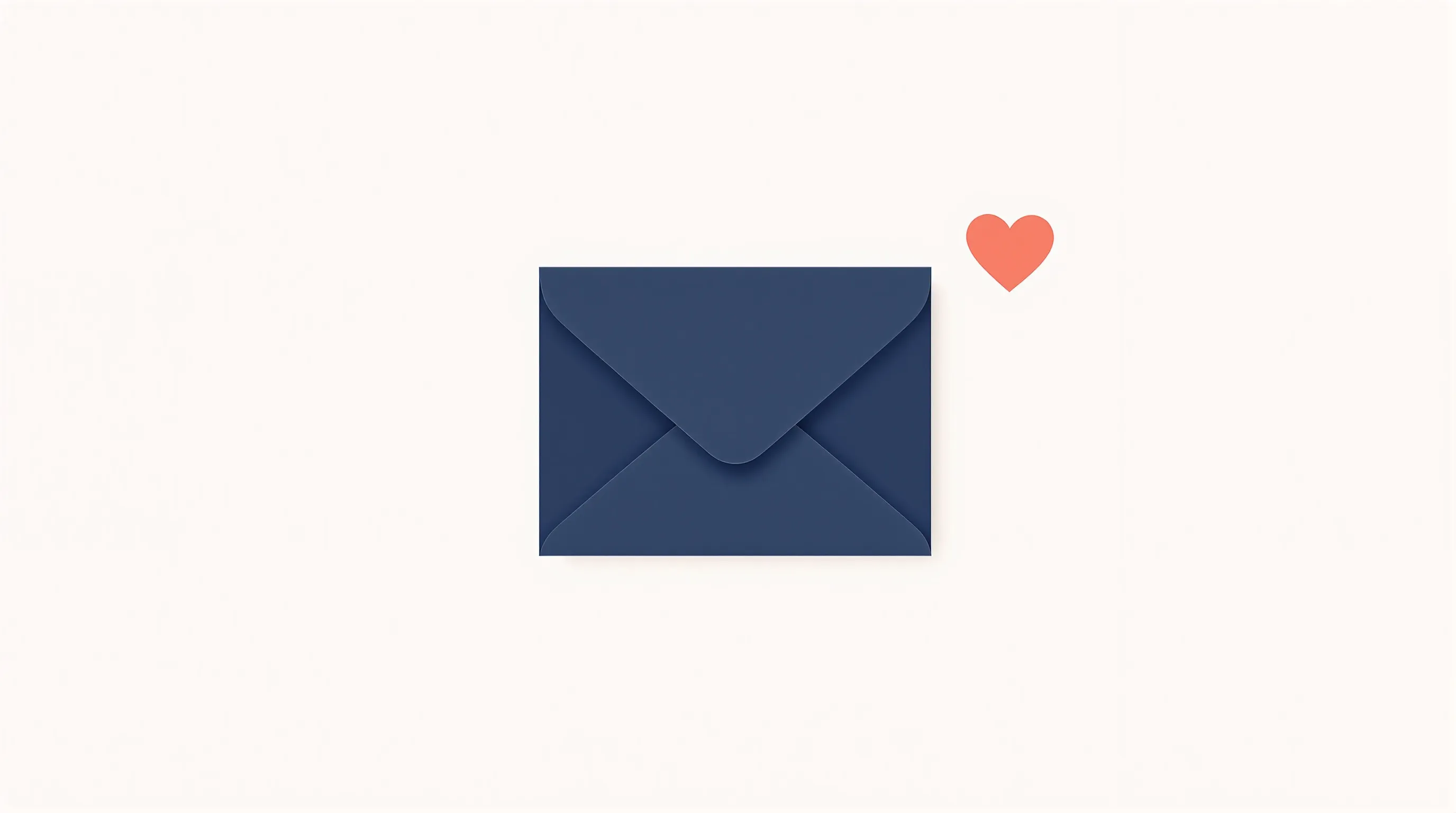 Minimal greeting card silhouette with small heart icon on white background.