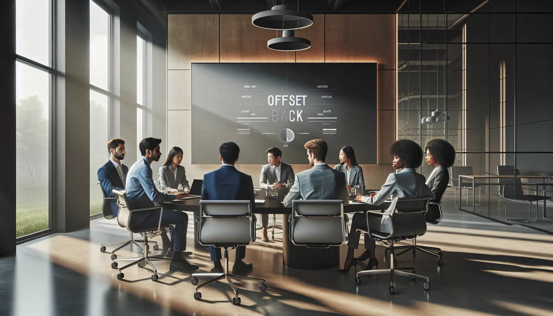 diverse team discussing grayoffsetback benefits in a modern office.