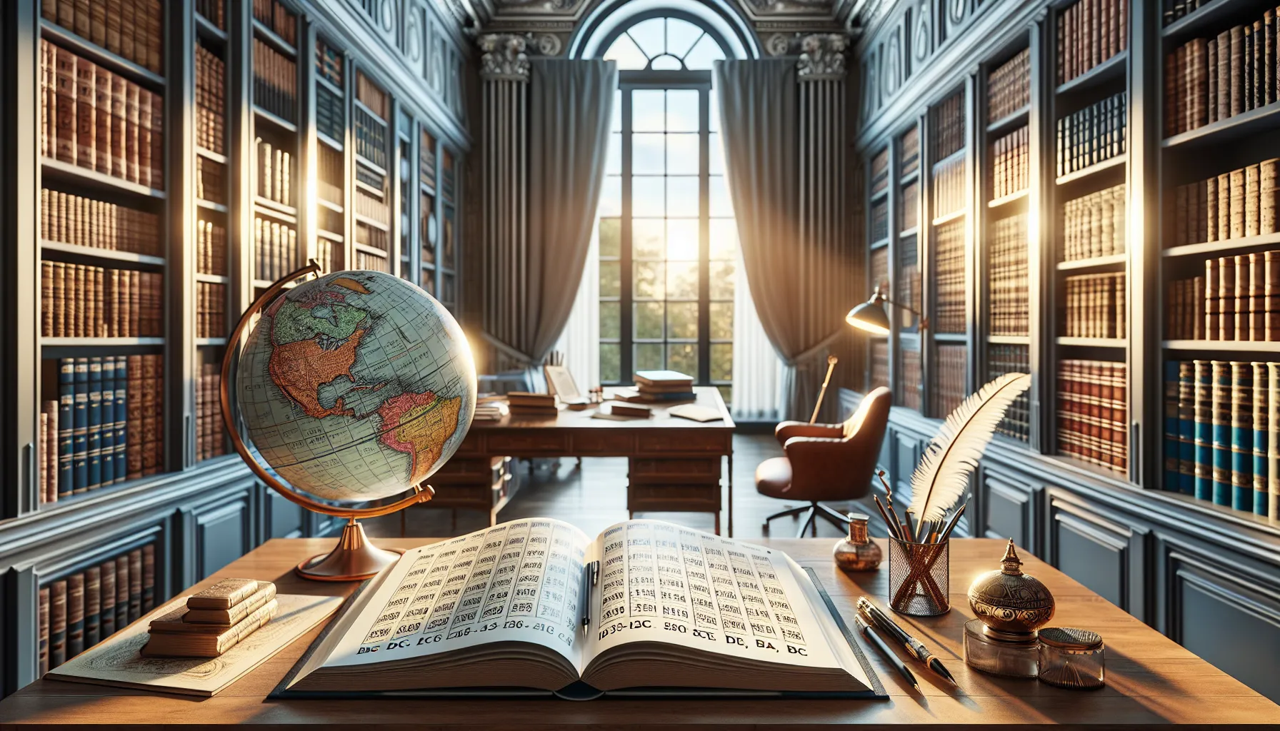 A study desk with open books highlighting BCE and CE references.