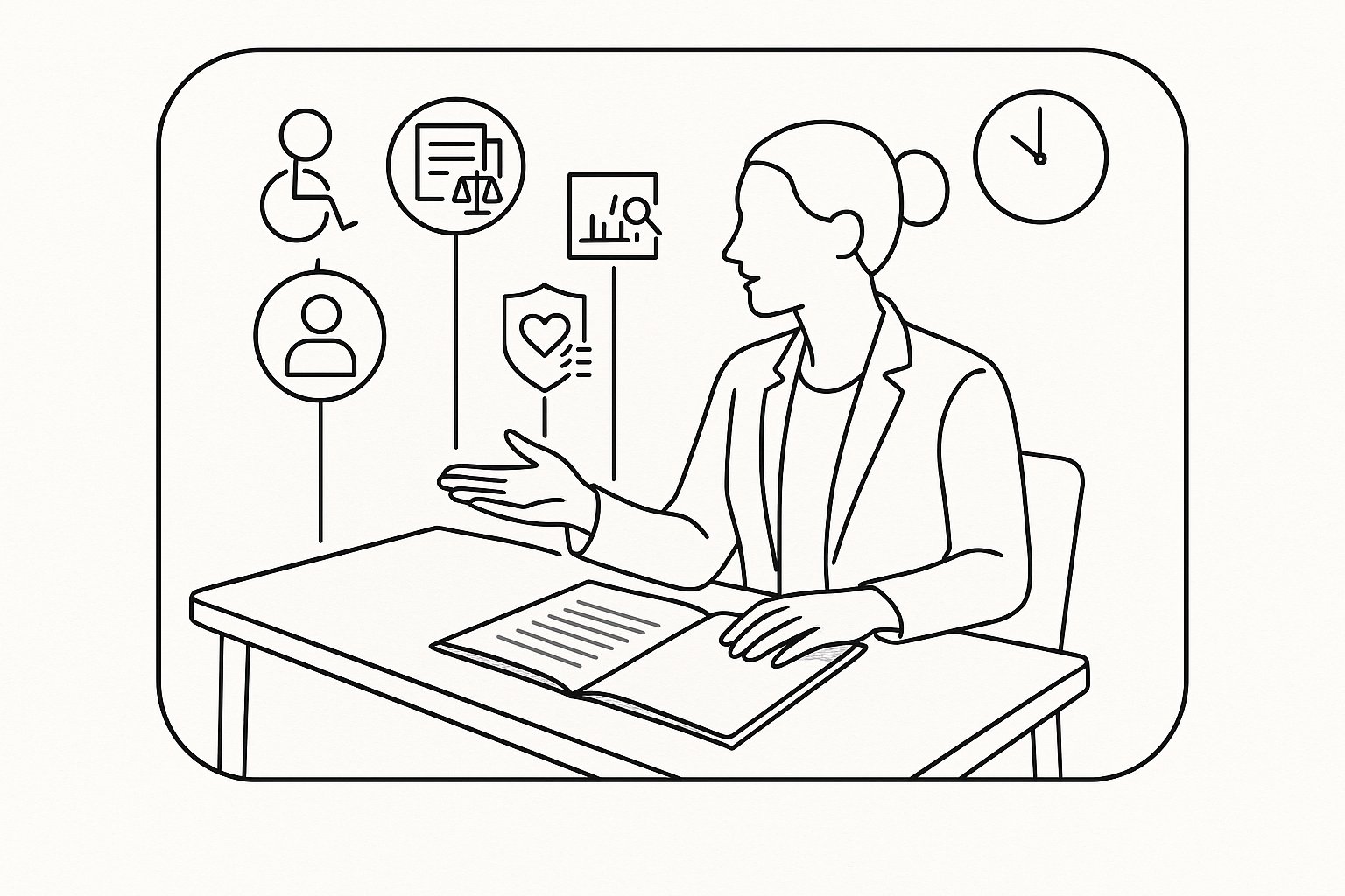 Special education teacher candidate answering interview with icons showing key competencies. - What Are Special Education Teacher Interview Questions 7 Essential Question Types And How To Answer Them In 2026